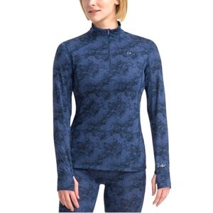 Paradox Ladies Merino Wool Blend Base Layer Quarter Zip in Marled Blue